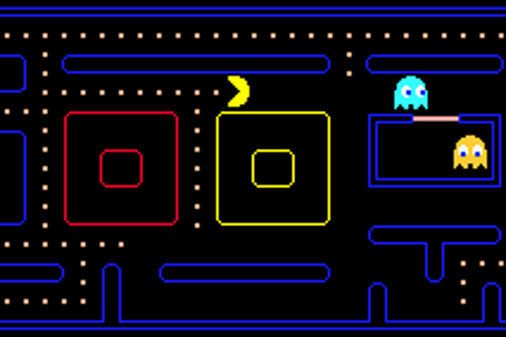 グーグル検索の無料パックマン Google Doodle Pacman おもげーむ