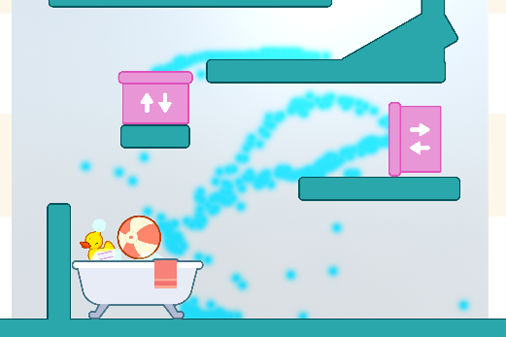 水でアヒルを運ぶパズルゲーム『ヘルプザダック』のプレイ画面