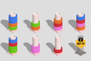 ロープを色ごとに分ける無料パズルゲーム【ロープ カラーソート3D（Rope Color Sort 3D）】