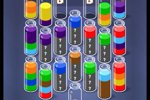 ジュースを仕分けるソートパズルゲーム【ソートウォーターナウ】のプレイ画像