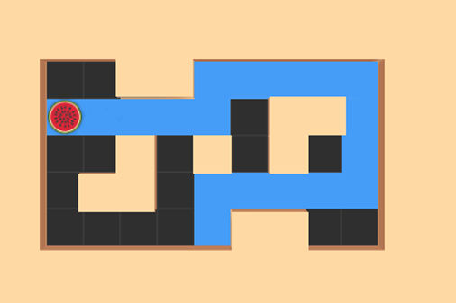 床を塗ってゴールを目指すミニゲーム【サマーメイズ】のプレイ画像